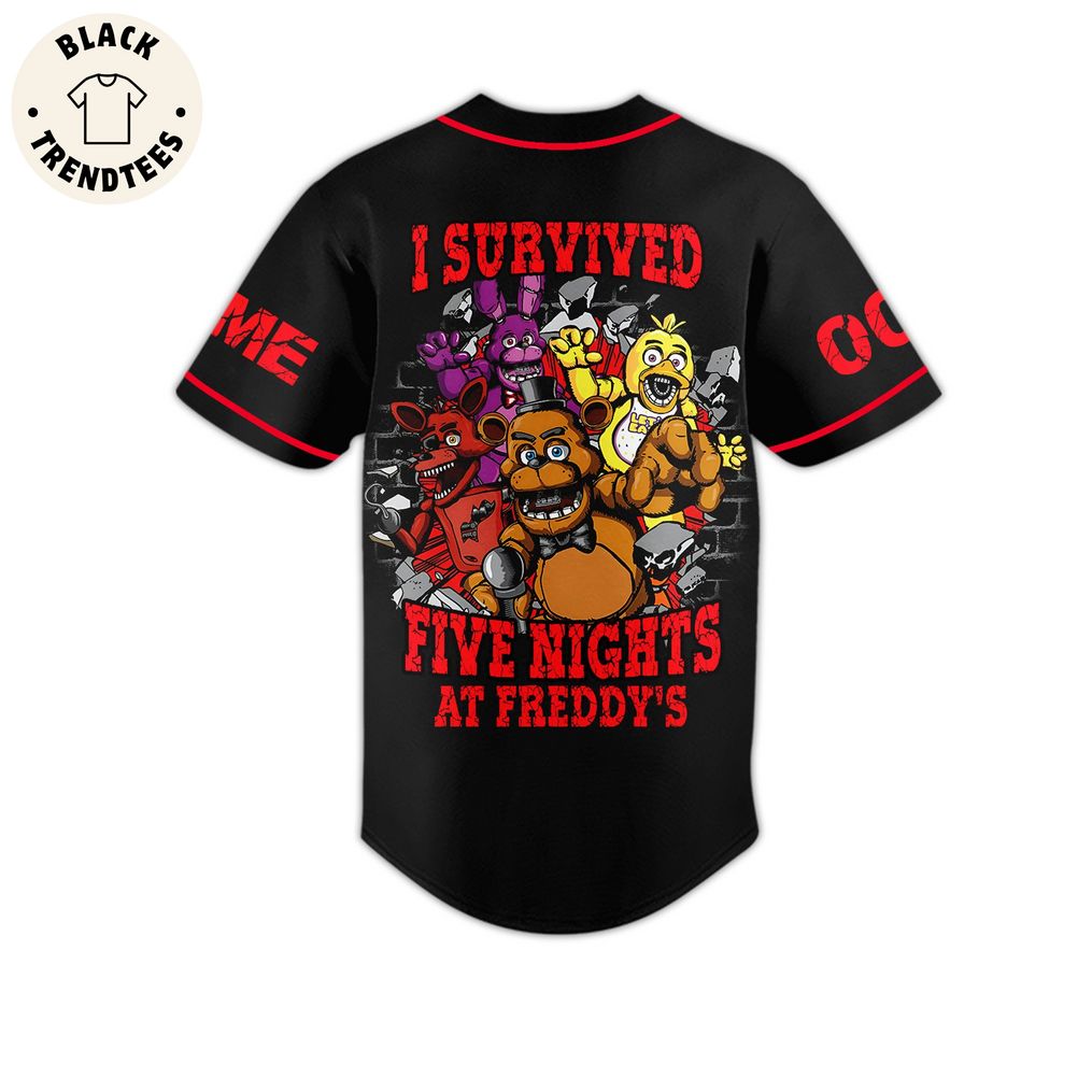 Personalized Five Nights At Freddy's Mascot Black Design Baseball Jersey