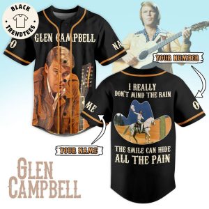 Personalized Glen Campbell The Smile Can Hide All The Pain Portrait Black Design Baseball Jersey