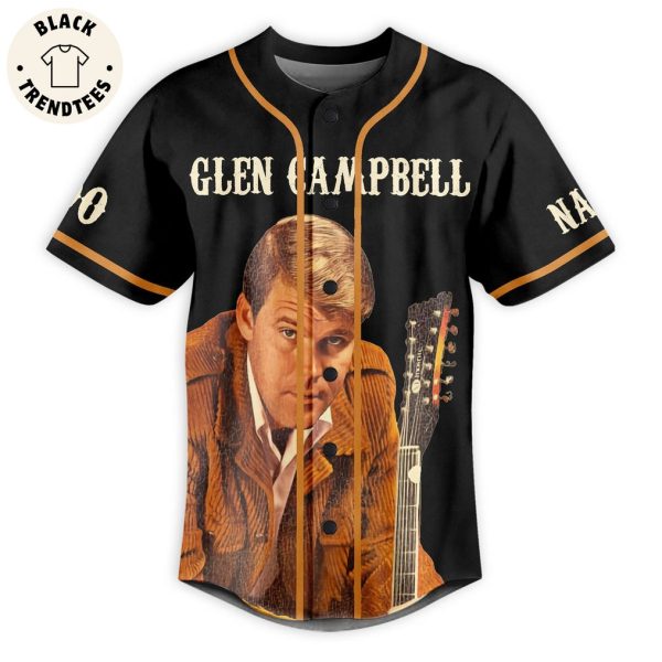 Personalized Glen Campbell The Smile Can Hide All The Pain Portrait Black Design Baseball Jersey