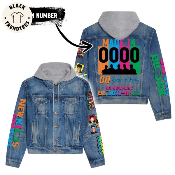 Personalized Made In Number Years Of Being An Awesome Blockhead Portrait Design Hooded Denim Jacket