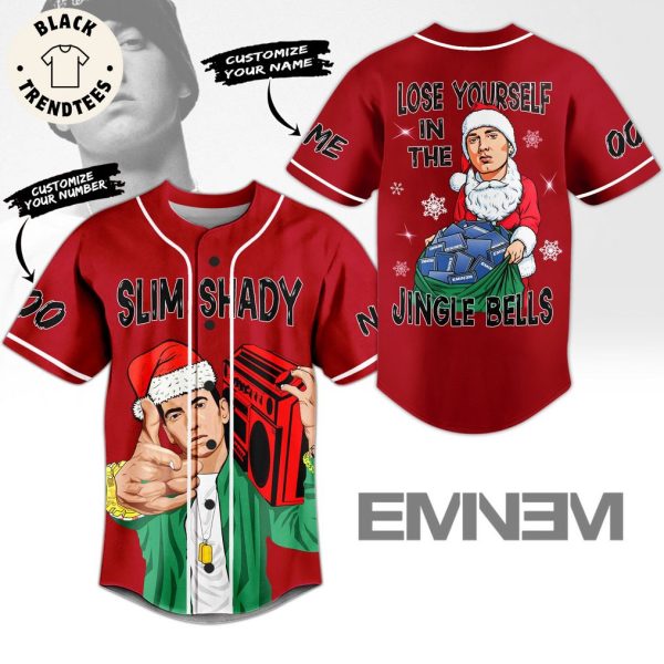 Personalized Slim Shady Jingel Bells Red Christmas Design Baseball Jersey