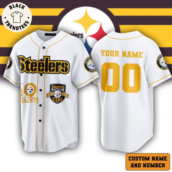 Personalized Steelers White Design Baseball Jersey