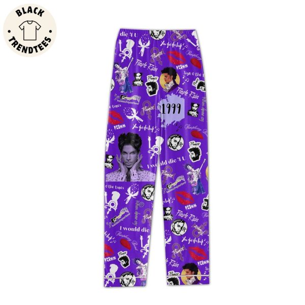 Prince 1999 Iwanna Be Your Love Kiss Purple Design Pajamas Set