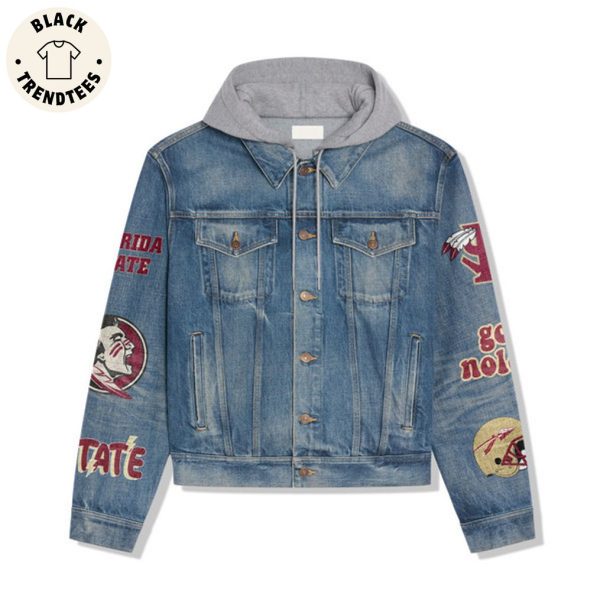 Pround To Bleed Garnet And Gold Portrait Design Hooded Denim Jacket