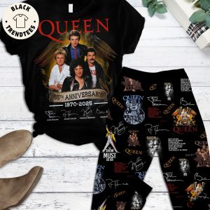 Queen 55th Anniversary 1970-2025 Black Design Pajamas Set