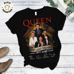 Queen 55th Anniversary 1970-2025 Black Design Pajamas Set