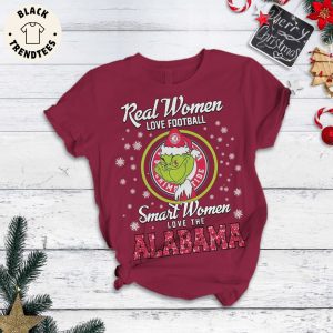 Real Women Love Football Smart Women Love The Albama Red Design Pajamas Set