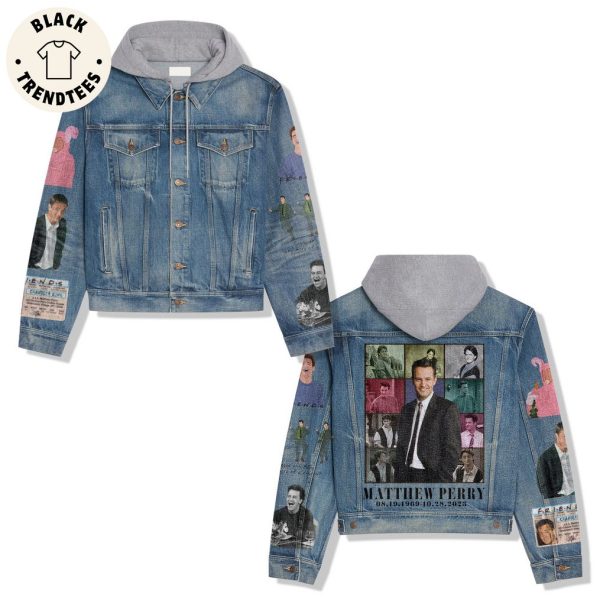 RIP Matthew Perry 08-19-1969 10-28-203 Portrait Design Hooded Denim Jacket