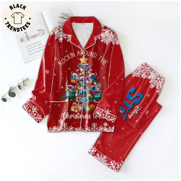 Rockin Around The Christmas Tree Red Design Pajamas Set