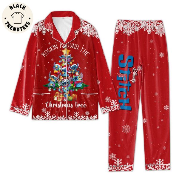 Rockin Around The Christmas Tree Red Design Pajamas Set