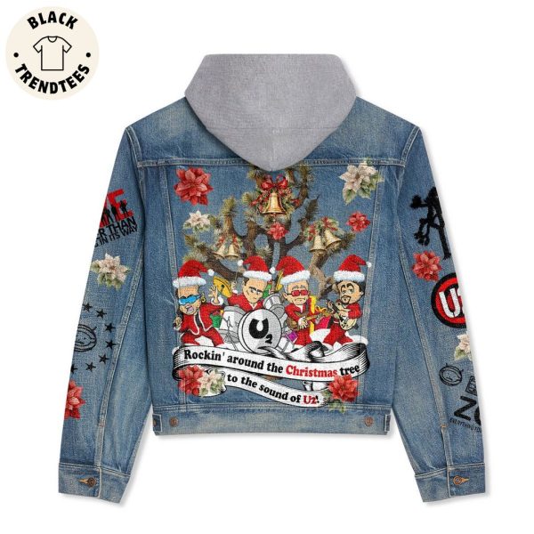 Rockin’ Around The Christmas Tree To The Sound Of U2 Design Hooded Denim Jacket