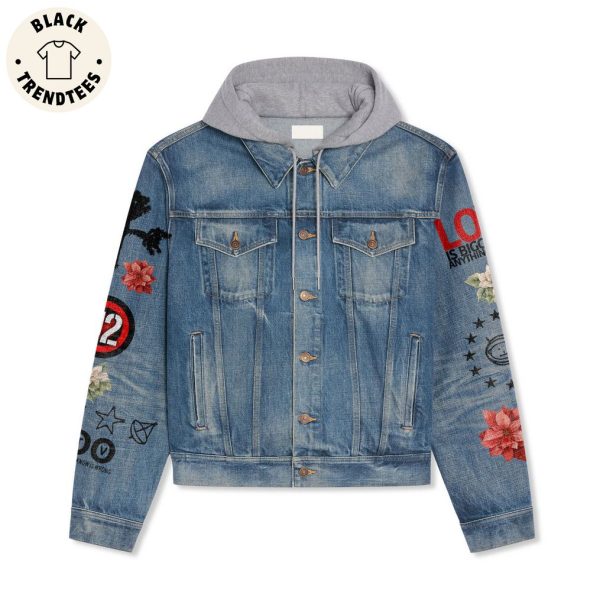 Rockin’ Around The Christmas Tree To The Sound Of U2 Design Hooded Denim Jacket