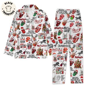 Rolling Stone Paint It Black White Design Pajamas Set