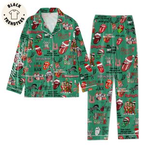 Rolling Stone Paint It Black Green Design Pajamas Set