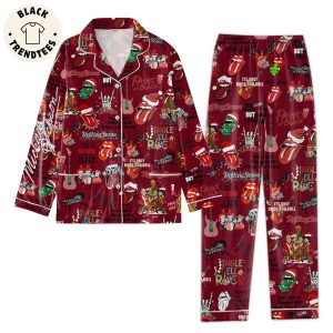 Rolling Stone Paint It Black Red Design Pajamas Set