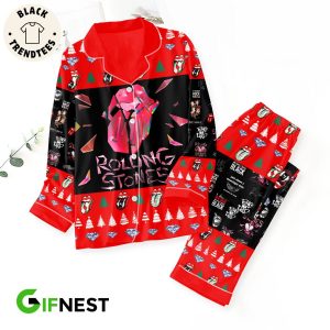 Rolling Stones Christmas Black Red Design Pajamas Set