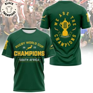 Rugby World Cup 2023 Champions South Africa We Are Champions Mascot Green Design 3D T-Shirt