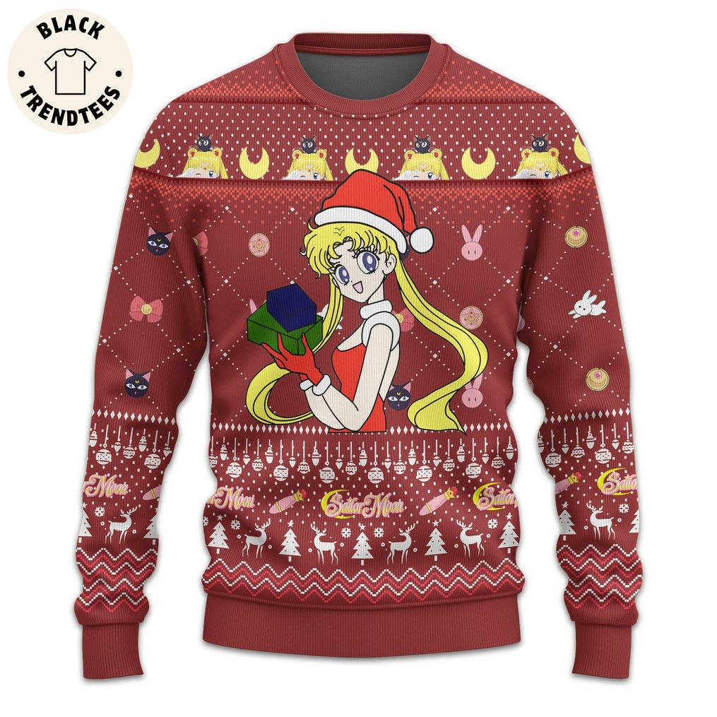 Sailor Moon Red Christmas Design 3D Sweater_