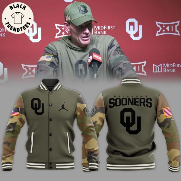 Salute To Service For Veterans Day Oklahoma Sooners Logo Design Baseball Jacket