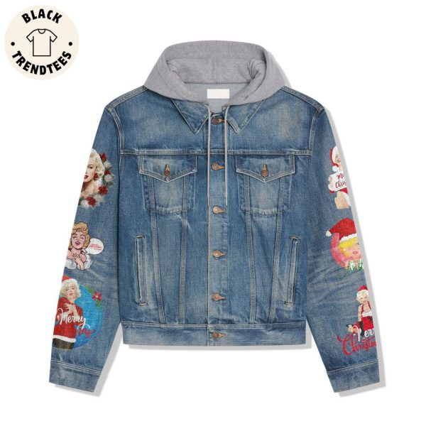 Santa Baby Christmas Design Hooded Denim Jacket