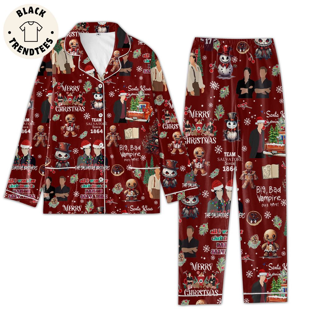 Senta Klaus Is Coming To Town Mteam Salvatore 1864 Christmas Red Design Pajamas Set