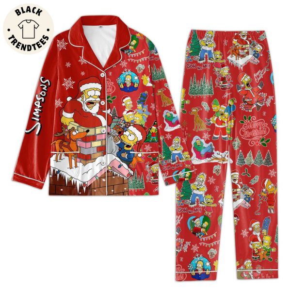 Simpsons Christmas Red Design Pajamas Set