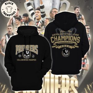 Sixteen Australian Football League Champions Collingwood 2023 Black Design 3D Hoodie