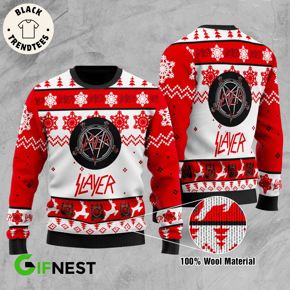 Slayer Christmas White Red Design 3D Sweater