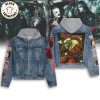 Merry Kiss Mas Design Hooded Denim Jacket