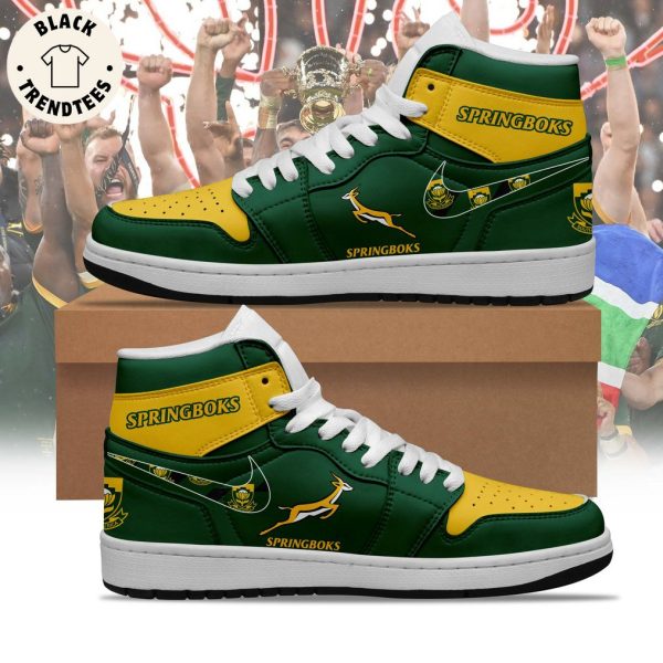 Springboks Nike Logo Green Yellow Design Air Jordan 1 High Top