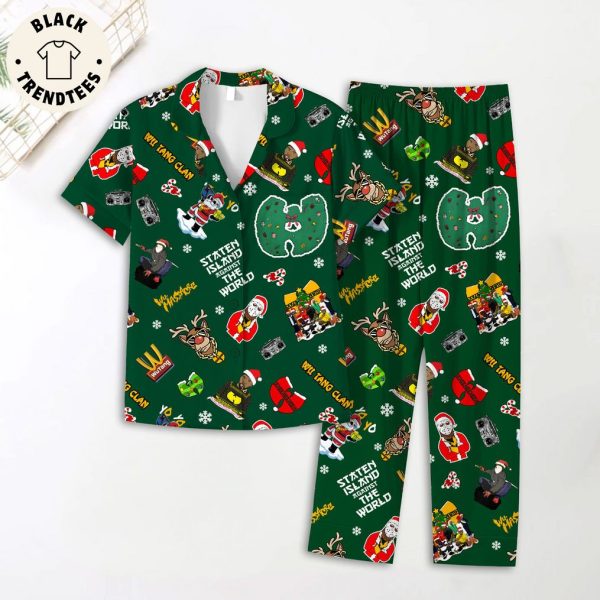 Staten Island Against The World Green Design Pajamas Set