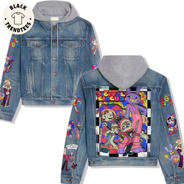 The Amazing Digital Circus Portrait Design Hooded Denim Jacket