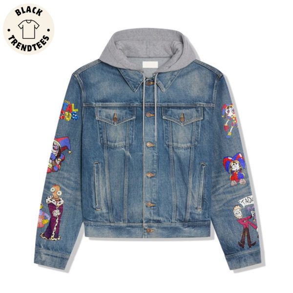 The Amazing Digital Circus Portrait Design Hooded Denim Jacket