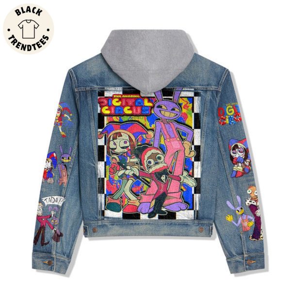 The Amazing Digital Circus Portrait Design Hooded Denim Jacket