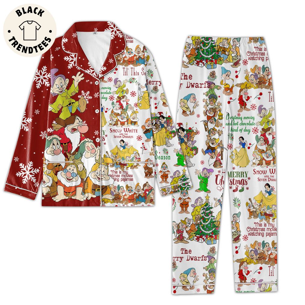The Merry Dwarfs Christmas Red White Design Pajamas Set