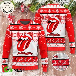 The Rolling Stones White Red Christmas Design 3D Sweater