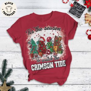 Tis The Season To Watch The Crimson Tide Red Christmas Design Pajamas Set
