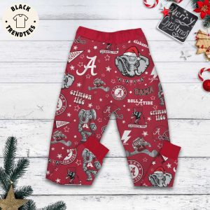 Tis The Season To Watch The Crimson Tide Red Christmas Design Pajamas Set