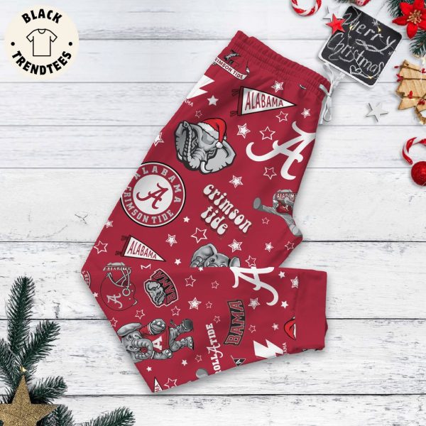 Tis The Season To Watch The Crimson Tide Red Christmas Design Pajamas Set