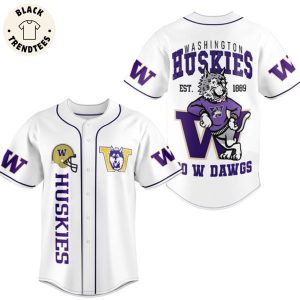 Washington Huskies EST 1889 Mascot White Design Baseball Jersey