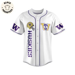 Washington Huskies EST 1889 Mascot White Design Baseball Jersey