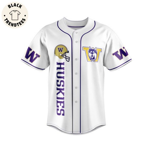 Washington Huskies EST 1889 Mascot White Design Baseball Jersey