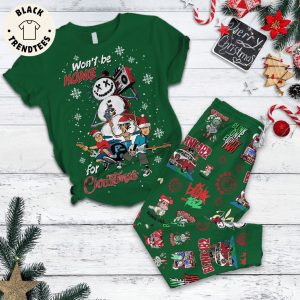 Won’t Be Home For Christmas Green Design Pajamas Set