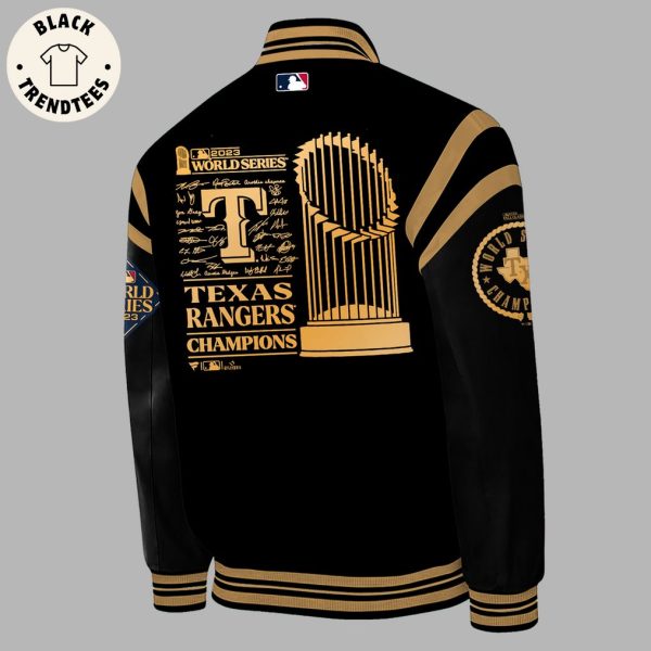 World Series Champions Texas Rangers Logo Black Design Baseball Jacket