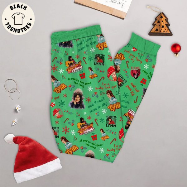 You’re The Season Our Stockings Are Hung Lynn Christmas Green Design Pajamas Set
