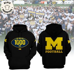1000 Wins Michigan Football Black Design 3D Hoodie