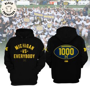 1000 Wins Michigan Vs Everybody Logo Black Design 3D Hoodie