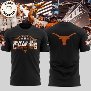 2023 Big 12 Champions Texas Football Black Nike Logo On Sleeve Design 3D T-Shirt