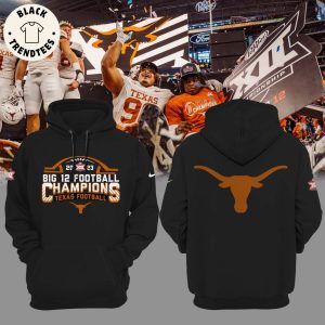 2023 Big 12 Champions Texas Football Mascot Black Design 3D Hoodie