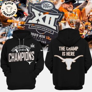 2023 Big 12 Football Conference Champions The Champ Is Here Mascot Black Design 3D Hoodie